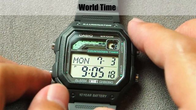 How To Set Casio WS1600H : Time, Date/Calendar, Dual Time, Alarm