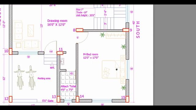 30' x 40' West Face ( 2 BHK ) House Plan Explain In Hindi