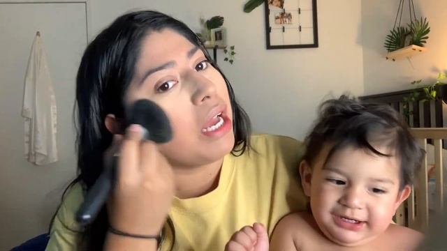 Simple makeup look with a toddler