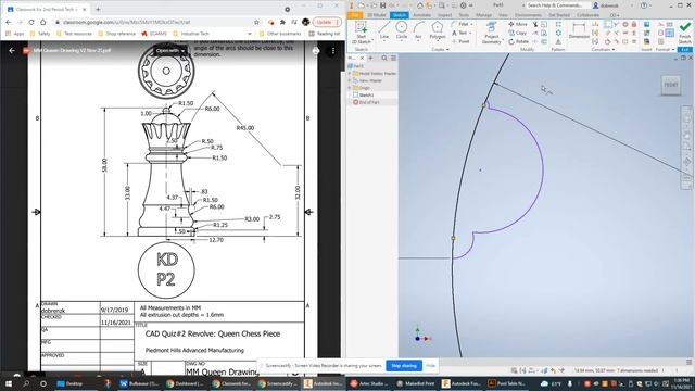 Queen Piece Revolve, Video #1 of 2 Autodesk Inventor