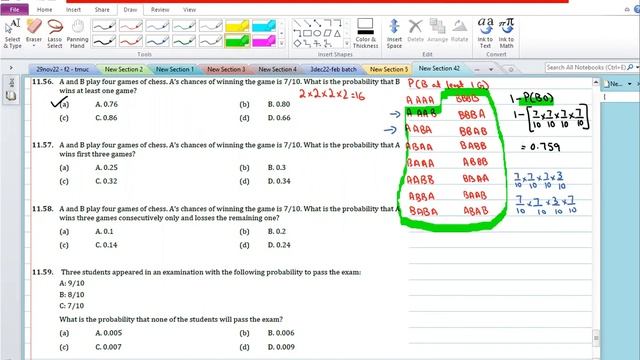 Probability Chapter # 11 mcqs 11 51 to 11 60