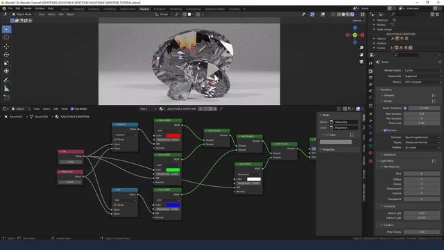 CREATE A PROCEDURAL ADJUSTABLE GEMSTONE MATERIAL FOR BLENDER