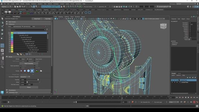 11 Hardsurface Weight Painting - Maya Mech Arm Rigging