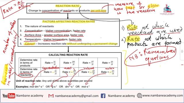 Physical Sciences : Grade 12 : Rate of reactions Part 1 2023 : Rate & Rate equation