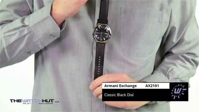 Armani Exchange Gents Smart Black Leather Strap Watch AX2101