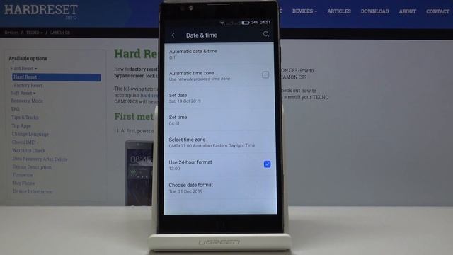 How to Set Currently Time & Date in Tecno Camon C8 - Date & Time Settings
