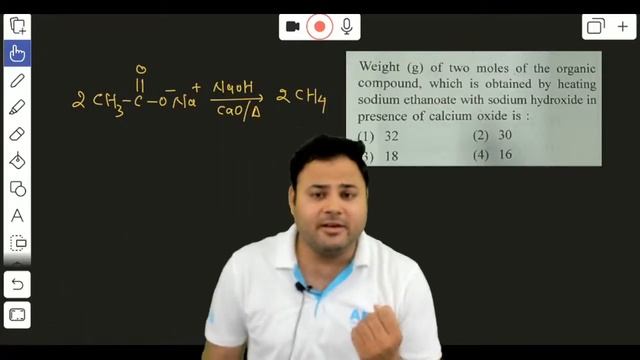 Weight (g) of two moles of the organic compound, which is obtained by heating
sodium ethanoate with