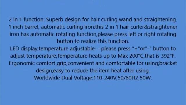 2 in 1 Hair Straightener Curling Wand Tourmaline Ceramic Iron Automatic Hair Curler Straightening F