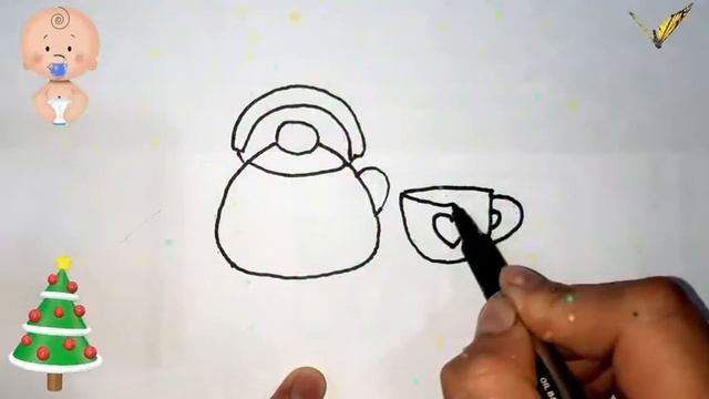 draw a picture of a teapot for children нарисуйте картинку чайника для детей