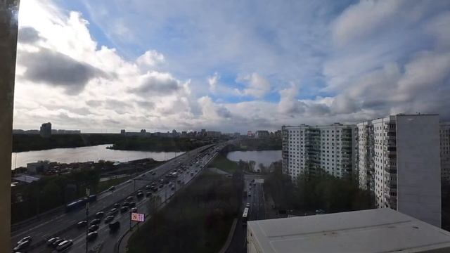 Timelapse insta360 go3 из окна в Москве Ленинградское шоссе 8 мая 3024