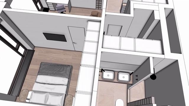 Показ 3D-модели квартиры в ЖК "Симфония 34", выполненной в SketchUp: подготовка к визуализации