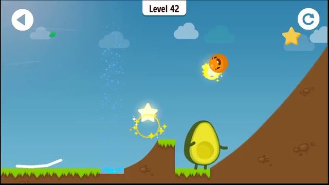 Where's My Avocado? Draw lines. Level 42. 3 Stars.