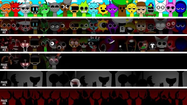 Phase 1 VS Phase 2 VS Phase 3 VS Phase 4 VS Phase 5 in Incredibox Sprunki - All character together