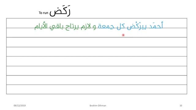 Conjugating 4 verbs on 4 present tenses in Levantine Spoken Arabic