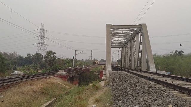 Back to back high speedy emu action MEDHA + Old ICF conventional liver furious skipping over bridge