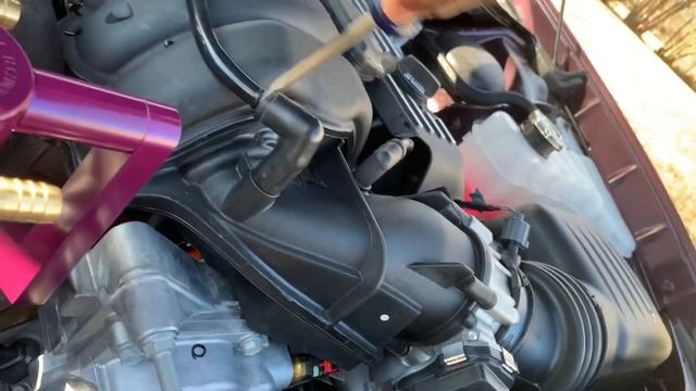 Plum powder coat #Billet oil catch can install on a #2020 Dodge Charger scatpack 392 Hemi “DIY” Mod