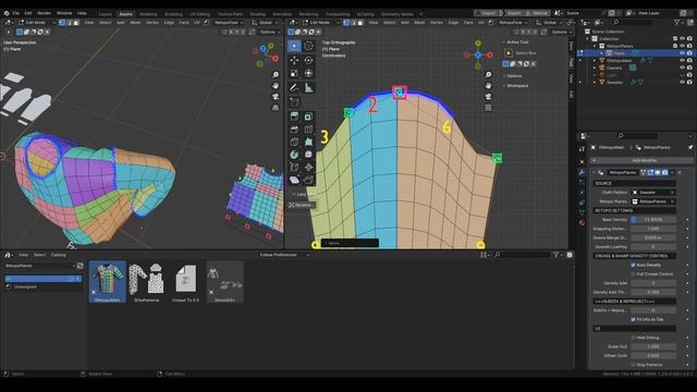 1. RETOPO PLANES  UV based retopology for clothes