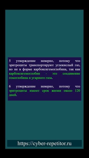 Cyber Repetitor, разбираем задание ЕГЭ по биологии, эритроциты в организме человека