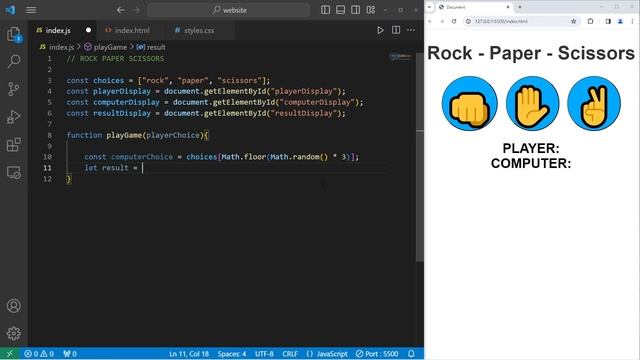 Build JavaScript ROCK PAPER SCISSORS in 18 minutes _72