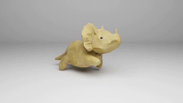 Clay Triceratops Walk Cycle