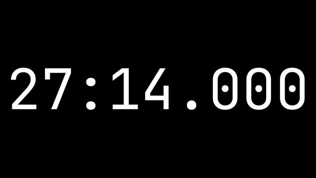 Countdown timer 55 minutes, 31 seconds [55:31.000] - White on black with milliseconds