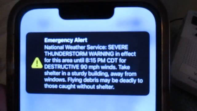 90 MPH WINDS SEVERE THUNDERSTORM WARNING FOR MY AREA + WEA ALERT! RARE! (EAS #1,484) 3/31/23