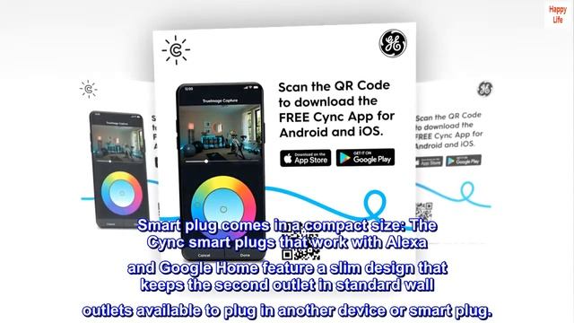 GE CYNC Indoor Smart Plug with Bluetooth and Wifi, Alexa and Google Home Compatible