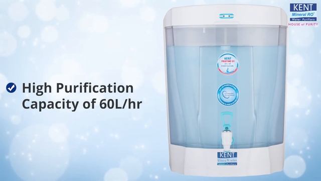 KENT Pristine UV – Fully Automatic UV Water Purifier I Wall Mountable I Transparent Detachable Tank