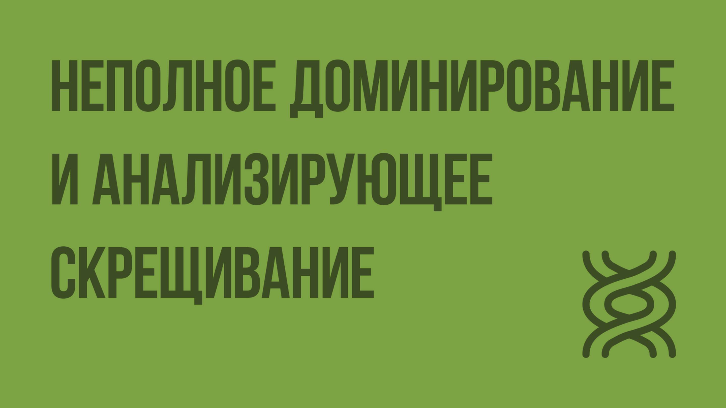 Неполное доминирование и анализирующее скрещивание. Видеоурок по биологии 9 класс