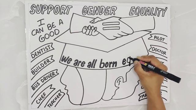 Poster on women's equality day/ save girl child /gender equality poster/social justice Drawing