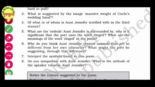 Aunt Jennifer's Tigers | Poem 6 | Flamingo | Adrienne Rich | CBSE Class 12th | Question & Answer