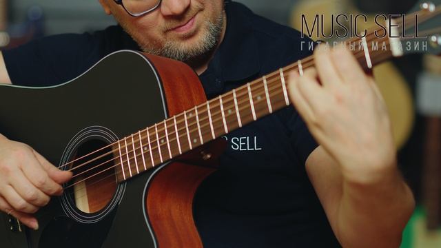 ТРАНСАКУСТИЧЕСКАЯ ГИТАРА KEPMA ЧЕРНЫЙ ДРЕДНОУТ С ВЫРЕЗОМ ИЗ ЕЛИ -  MUSIC SELL