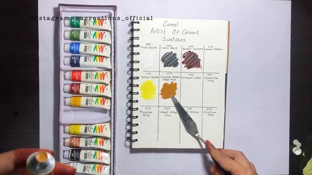 Camel Artists Oil Colours / Review and Swatches / Beginner friendly Colours / Must buy