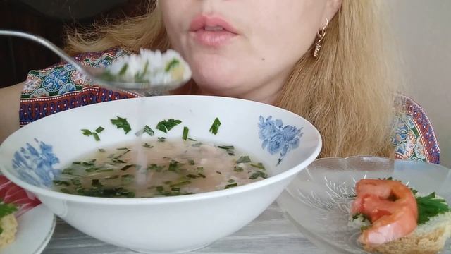 АСМР Харчо, бутерброды с зеленью и помидорами/ASMR  Kharcho, Sandwiches With Herbs And Tomatoes
