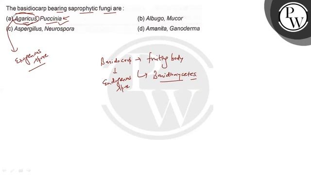 The basidiocarp bearing saprophytic fungi are:
(a) Agaricus, Puccin...