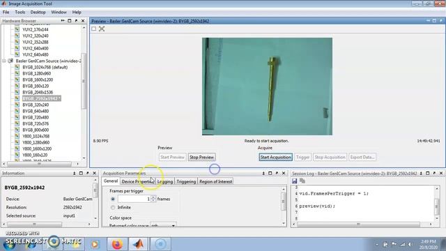 Connecting External Camera to MATLAB and Capturing Image