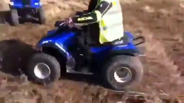 Me on the rebuilt quad bike with Angus filming