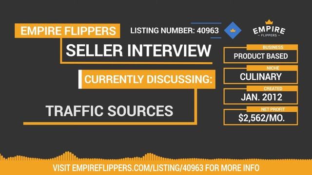 Online Business For Sale - $2.6k/month in the Culinary Niche