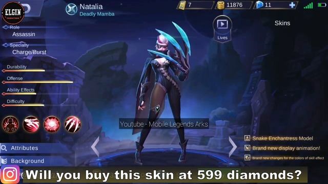 NATALIA DEADLY MAMBA SKIN PREVIEW - NEW SKIN FOR NATALIA