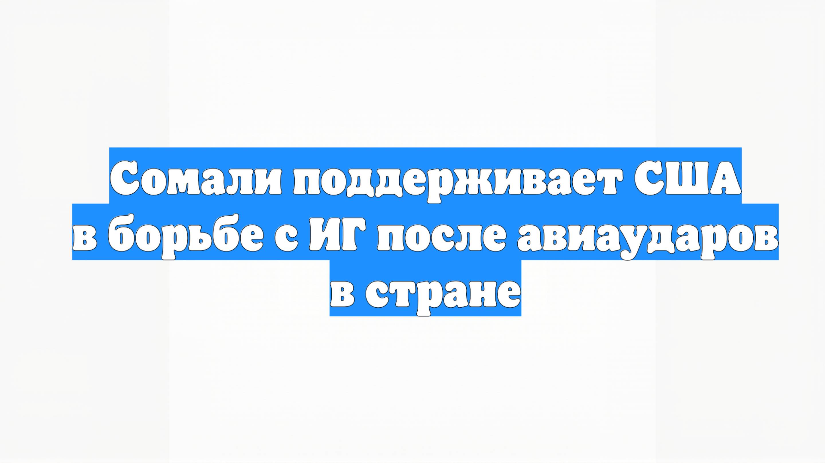 Сомали поддерживает США в борьбе с ИГ после авиаударов в стране