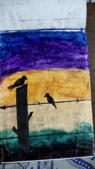 Oil Pastels - Birds