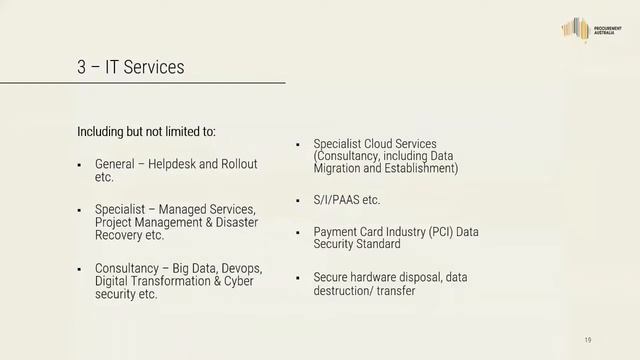 Information Technology Products   Services Pre tender industry briefing