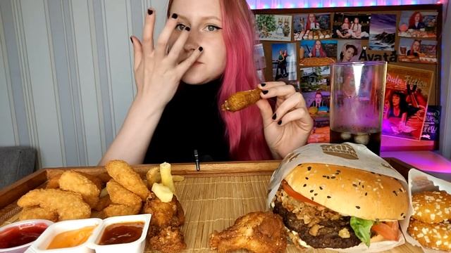 Мукбанг | Бургеры, крылышки и снеки бургер кинг |Mukbang