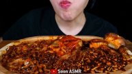 ASMR MUKBANG | 짜장 불닭 팽이버섯 먹방 SPICY BLACK BEAN ENOKI MUSHROOMS, BLACK BEAN NOODLES 咀嚼音 EATING SOUNDS