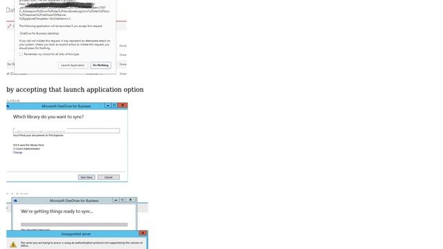 SharePoint Document Library sync. with One Drive for Business Error "not supported by this version"