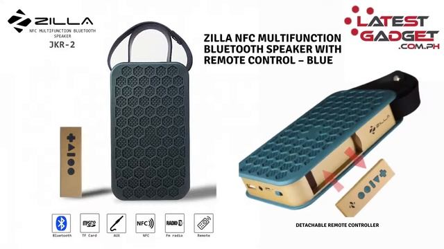 Zilla NFC Multifunction Bluetooth Speaker With Remote Control – Blue