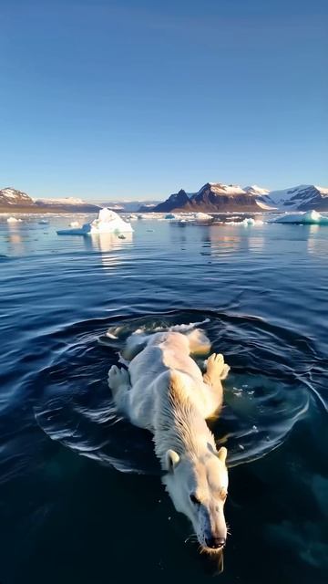 The Arctic Swimmer: Polar Bear Crossing the Ocean