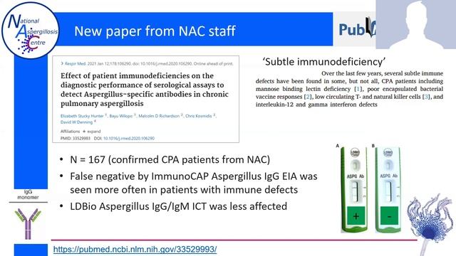 Does Aspergillus antibody (IgG) testing work for patients with immunodeficiencies?