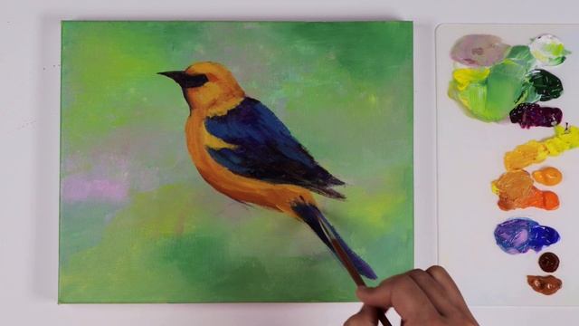 Bird Painting | Acrylic Painting Bird On Branch | Bird Acrylic Painting Tutorial