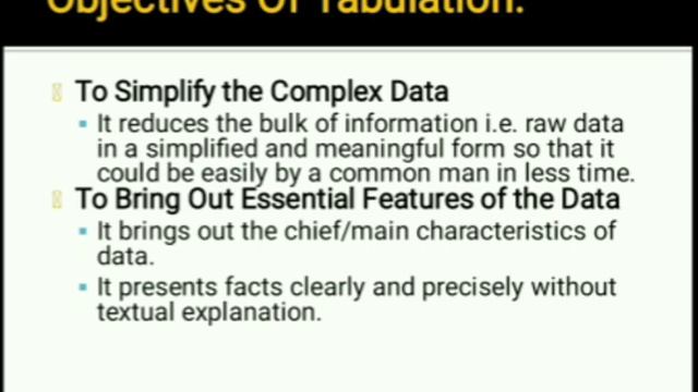 Classification and tabulation